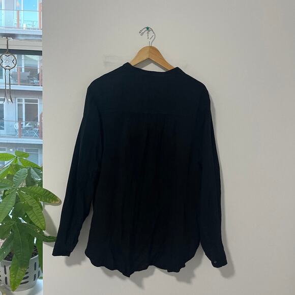Gap Black Button Up Tie Neck Long Sleeve Blouse Size XXL - Picture 4 of 4